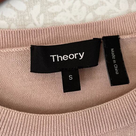 Theory Lightweight Petal/Blush/Pink/Beige Wool Crewneck Long Sleeve Sweater S - Picture 7 of 13